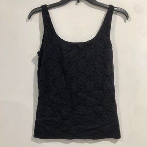White House Black Market Black Lace Scoop Neck Small Tank Top Womens Everyday